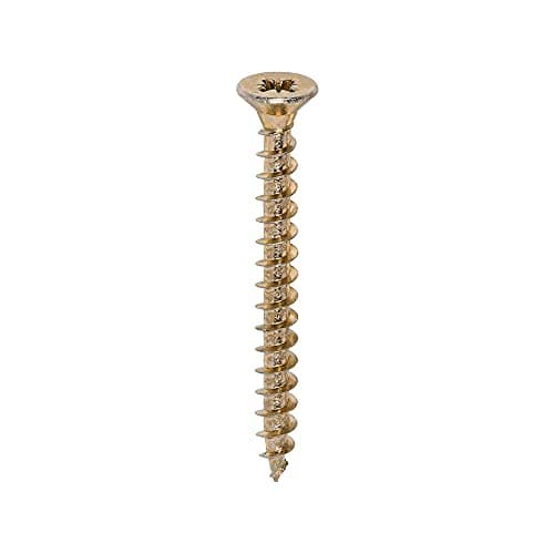 Image of TIMCO Solo Chipboard & Woodscrews - Gold - 5.0 x 50 - Box of 200 - A Single Thread woodscrew mainly Used in Various Types of Timber and Man-Made Boards or into Masonry with The use of Plastic Plug