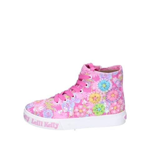 Image of Lelli Kelly Canvas Girls Baseball Boots Eloise Mid Ankle LK4910 (Fuchsia Fantasia, UK Footwear Size System, Little Kid, Numeric, Medium, 12)