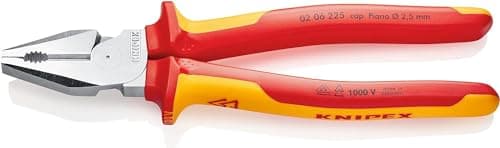 Image of KNIPEX High Leverage Combination Pliers Chrome-Plated Insulated with Multi-Component Grips, VDE-Tested 225 mm, 02 06 225