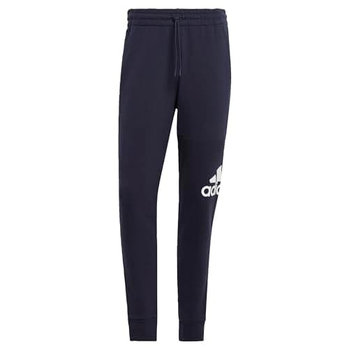 Image of adidas Men's Essentials Single Jersey Tapered Elasticized Cuff Logo Pants, Legend Ink, S