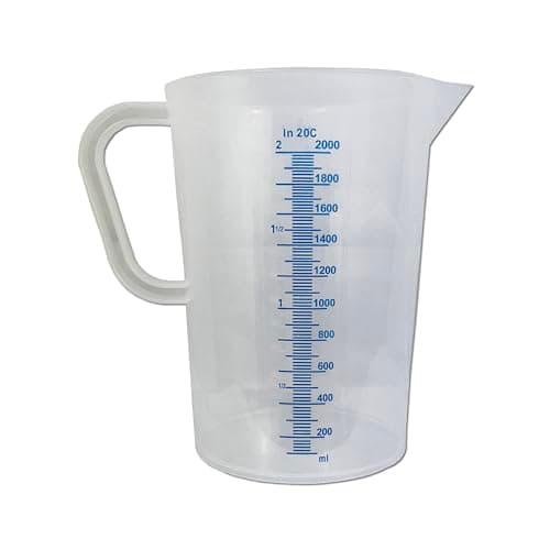 Image of 2 Litre Measuring Jug with V-Shaped Pouring Spout, Durable Plastic, Dual Convex Scale, Strong, Robust