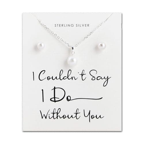 Image of Philip Jones Sterling Silver I Couldn't Say I Do Without You Bridal Shell Pearl Set
