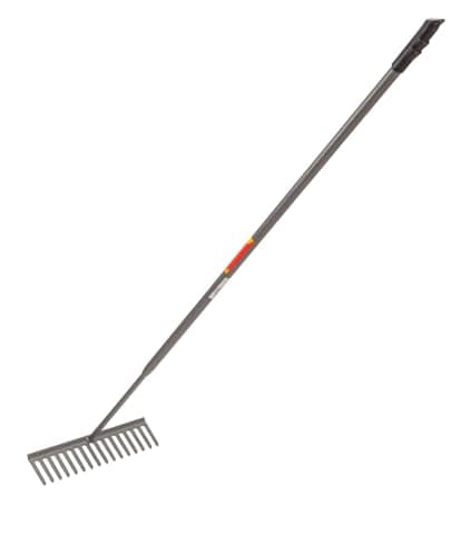 Image of Amtech - 16-Tooth All Steel Asphalt Rake, Square Tooth, Heavy Duty for Raking and Topping (Hammertone Grey)