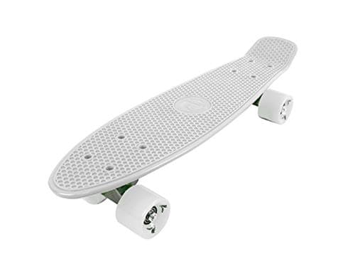 Image of Vinsani Retro Cruiser Plastic Skateboard 22" X 6" White Deck with White Solid Coloured Wheels