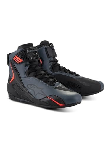Image of Alpinestars Faster-4 motorcycle shoes, lightweight and breathable, seamless knitted construction and advanced protection, Black/Grey/Red Fluo, 10.5 UK