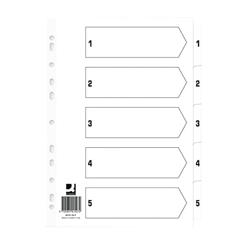 Image of Q Connect Index 1-5 Board Reinforced White (50 Pack)