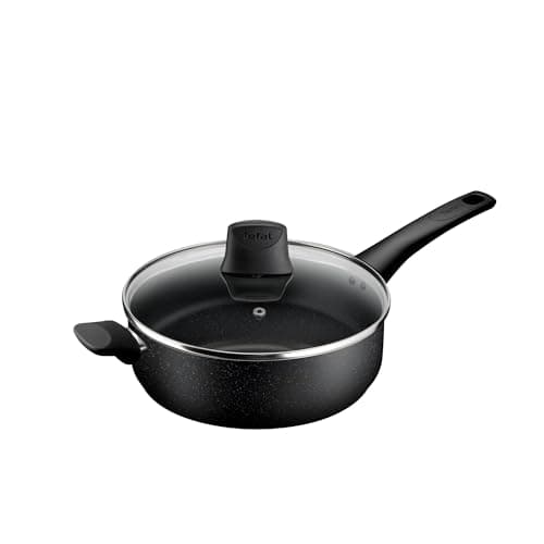 Image of Tefal Titanium Stone Sautepan 26 cm + Lid, High-Performance Non-Stick Durable Coating, Metal Safe, All Hobs Including Induction, Thermo-Signal, Black, E1053345