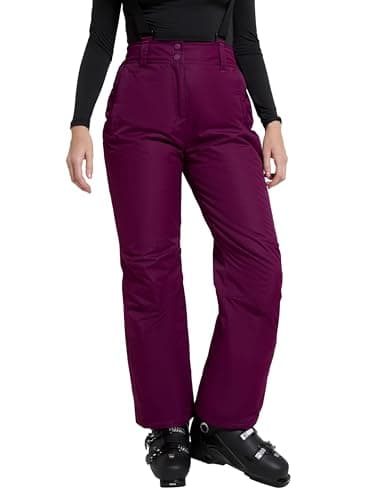 Image of Mountain Warehouse Moon Womens Ski Pants - Isotherm, Microfibre Insulated & Snowproof Trousers, Adjustable Waist & Detachable Braces - for Skiing, Snowboarding Purple 12