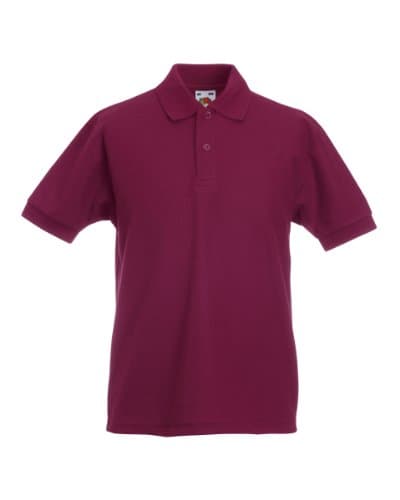 Image of FRUIT OF THE LOOM CHILDRENS UNISEX PIQUE POLO SHIRT - 12 COLOURS (AGE - 7/8, BURGUNDY)