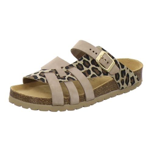 Image of AFS-Schuhe Women's Mules Made of Genuine Leather, High-Quality Slippers for Women, Made in Germany, Leo Beige, 6 UK