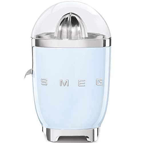 Image of Smeg Retro 50's Style Citrus Juicer with Stainless Steel Reamer and Strainer, Anti-Drip Spout, 70W, Pastel Blue, CJF11PBUK