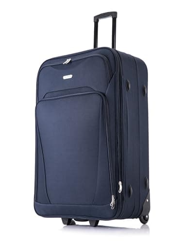 Image of FLYMAX 26" Medium Suitcase Lightweight Luggage Expandable Hold Check in Travel Bag on Wheels Blue 69L