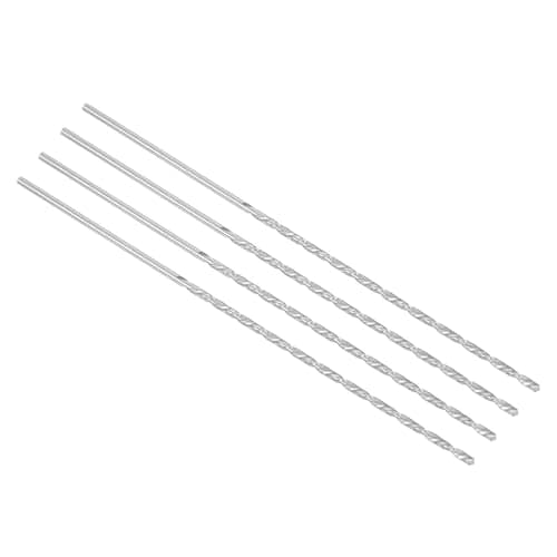Image of ROWORKX 4Pcs 2.5mm x 160mm Extra Long HSS Twist Drill Bits - Straight Shank Spiral Drill Bits for Wood, Metal, Aluminium, Plastic