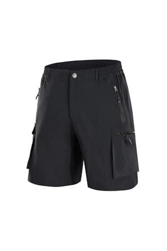 Image of Tansozer Mens Shorts Quick Dry Outdoor Hiking Cargo Shorts with Elasticated Waist and Pocket S1 Black L