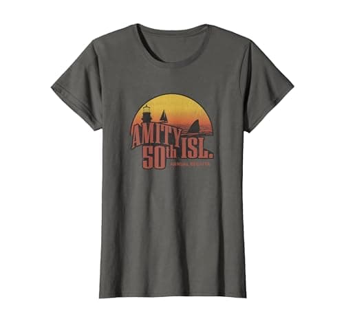 Image of Jaws Amity Island 50th Annual Regatta T-Shirt, Women, Asphalt Grey, X-Large
