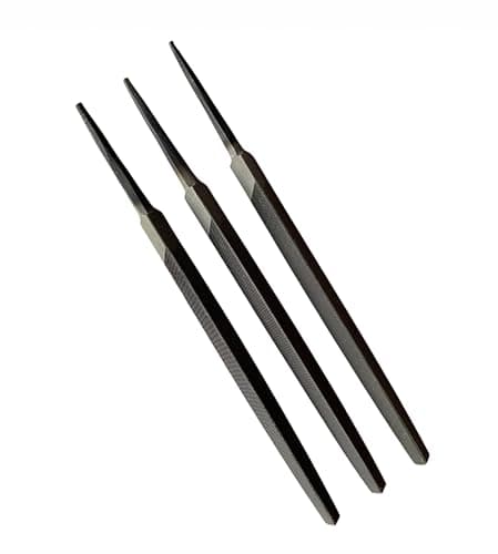 Image of Proops Brothers Set of 3 Engineers Files, 6" 150mm Triangular, Smooth, 2nd Cut, Bastard Cut. (F9972) Free UK Postage