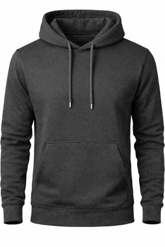 Image of The Fancy Dress Hoodies for Men & Women UK - Unisex Plain Pullover Hooded Sweatshirt long Sleeve Inside Fleece Hoodie Top For Gym Work Running, (Dark Grey - Large)