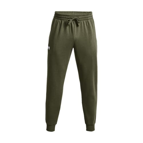 Image of Under Armour Mens Ua Rival Fleece Joggers Sweatpants, Marine Od Green / / White, L EU