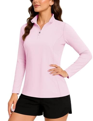 Image of TACVASEN Women's Running Tops Breathable Quick Dry T-Shirts Long Sleeve Sport Shirts Running Quick Dry Activewear (S, Light Pink)