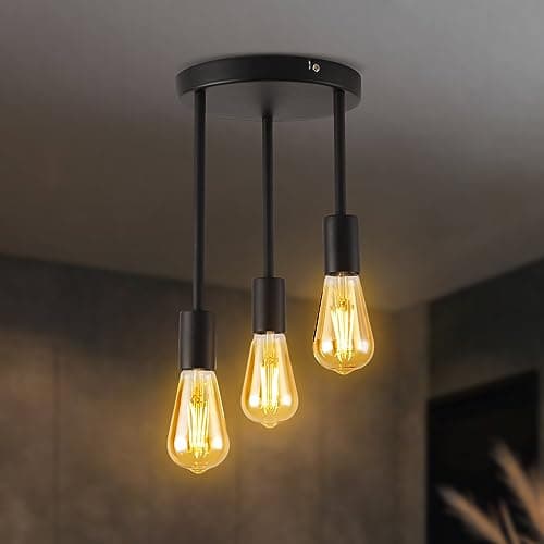 Image of ANWIO Ceiling Lights,Black Kitchen Lights Ceiling,3 Way Ceiling Lights Fitting,Dining Room Lights Ceiling,Ceiling Hanging Light for Living Room,Bedroom (NO Bulbs)