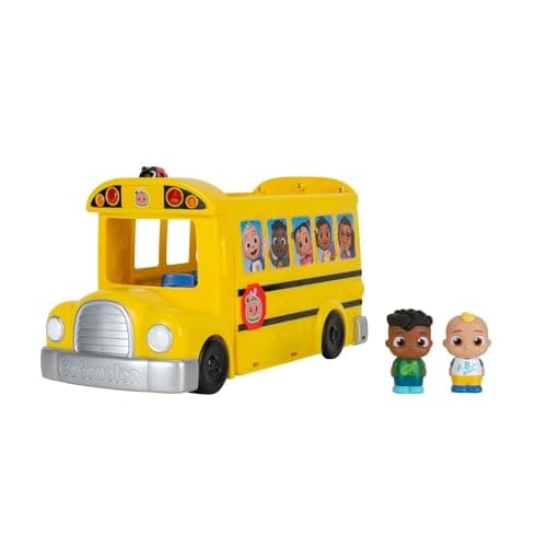 Image of CoComelon Transforming School Time Bus - Lights and Sounds - 3 Favourite Songs - 6 Areas of Play - Removable JJ and Cody Figures - Toys for Kids and Preschoolers
