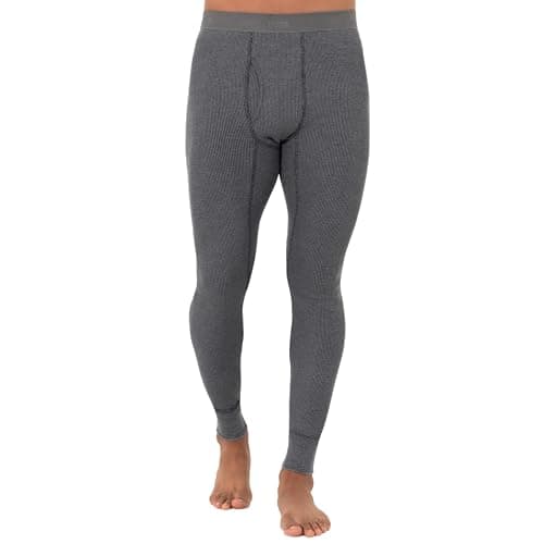 Image of Fruit of the Loom Men's Recycled Premium Waffle Thermal Underwear Long Johns (1, 2, 3, and 4 Packs) Pajama Bottom, Greystone Heather, M UK