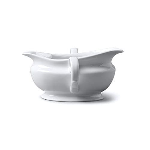 Image of Traditional Porcelain Gravy Boat Fat Separator with Two Handles, Wm Bartleet & Sons, White (300ml)