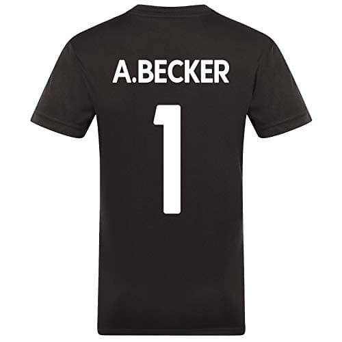 Image of Liverpool FC Boys A.Becker 1 Poly T-Shirt Black Red Stripe 8-9 Yrs
