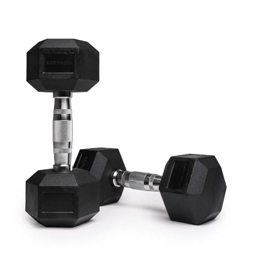 Image of Northern Hex Dumbbell Set Rubber Heavy Weights with Metal Handles Anti-Rolling for Weight Lifting Bodybuilding Exercise Workout Strength Training Home Gym 1kg-50kg Pairs Sets (3KG x2 Dumbbells)