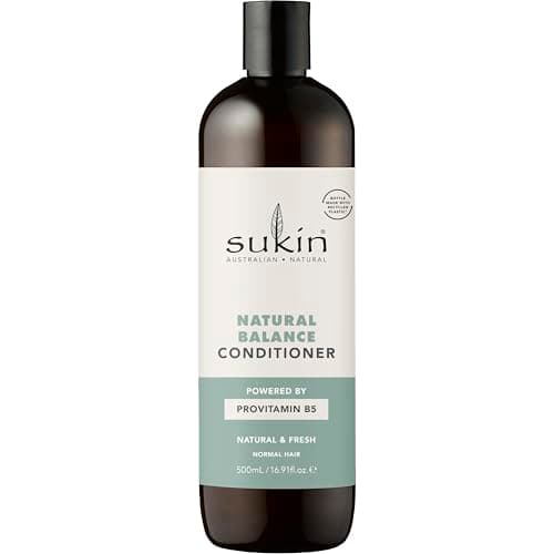 Image of Sukin Natural Balance Conditioner 500ml - adds shine to the hair while leaving it hydrated & balanced - with a blend of Baobab and Sesame Oils; cruelty free & vegan friendly.