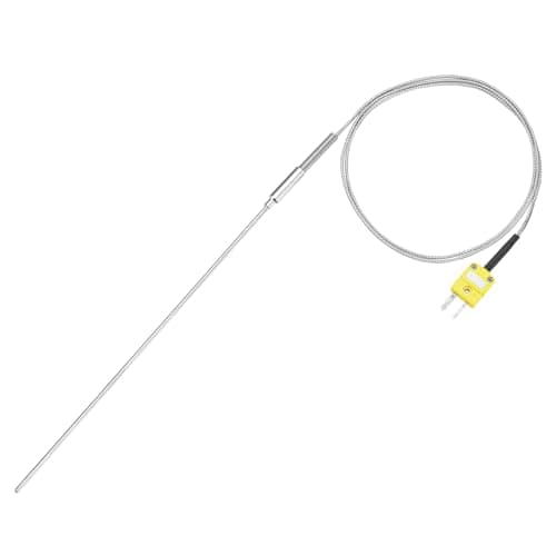 Image of sourcing map K Type Thermocouple with Plug, Meter Temperature Sensor Probe -50 to 1100°C(-58 to 2012°F) Stainless Steel, 1.6x300mm 3.3ft Wire