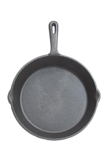 Image of KitchenCraft Cast Iron Griddle Pan, Induction Safe, Oven, Grill and Barbecue Safe, Round Cast Iron Skillet, 24 cm (9.5''), Black