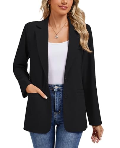 Image of MINTLIMIT Womens Casual Blazer Jersey Knit Pad Shoulder Notch Lapel Long Sleeve Perfect for Workplace Settings (Black XL)