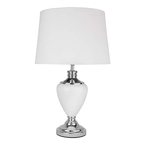 Image of Lighting Supermarket Hepburn Large Ceramic Table Lamp with Matching Shade - Modern White & Chrome