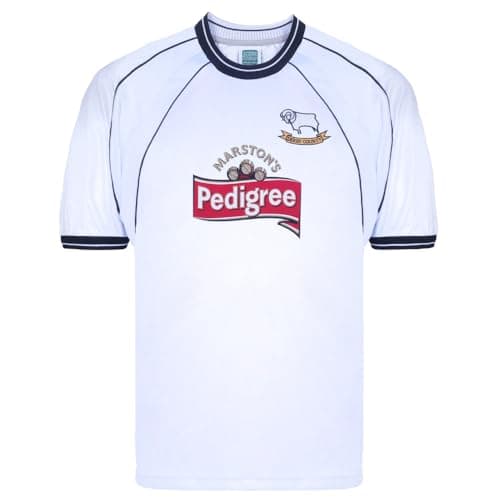 Image of Score Draw Derby County 2002 Retro Football Shirt White XX-Large Polyester