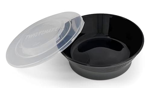 Image of Twistshake Baby Bowl with Airtight Lid | BPA-Free Baby Weaning Bowl | 6 Month+ Baby Feeding Plate | Food Training Plate for Kids | Baby Food Bowl | Baby Cereal Bowl | Learning Bowl for Kids | Black
