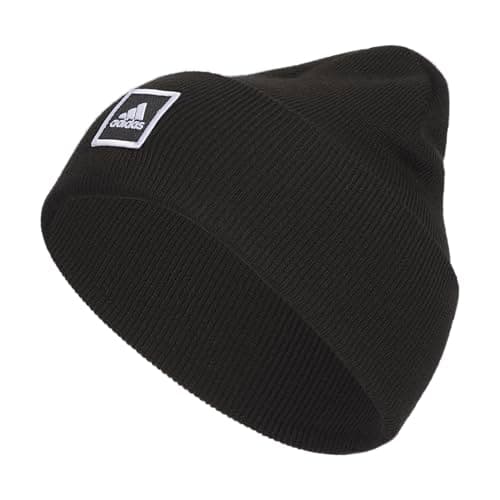 Image of Adidas Men's Wide Cuff Beanie – Tall Fit Slouchy Cuffed Knit Winter Hat, Wide Cuff/Black/White, One size