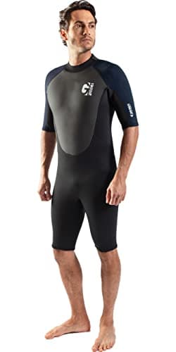 Image of Gul Mens G-Force 3mm Back Zip Shorty Wetsuit - Black Navy - Easy Stretch - 80% D-Flex panels for durability