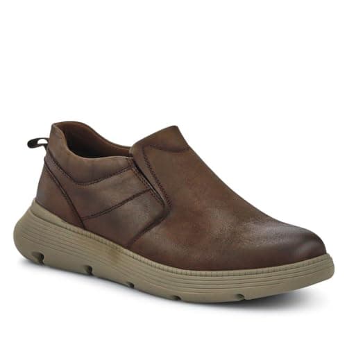 Image of Casual Leather Slip-On Shoes - Brown Size 9