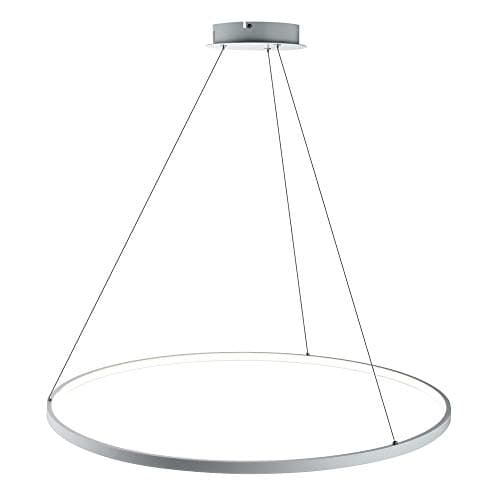 Image of AIRUI 1-Light Circle Pendant Light,LED Metal Acrylic Chandelier Modern Suspended Adjustable Hanging Light for Living Room,Bedroom,Kitchen,White+TricolorLight-60cm