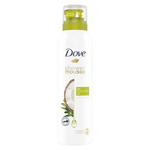 Image of Dove Coconut Oil Shower Mousse pack of 6 shower foam infused with essential oils for 24-hour softness 200 ml