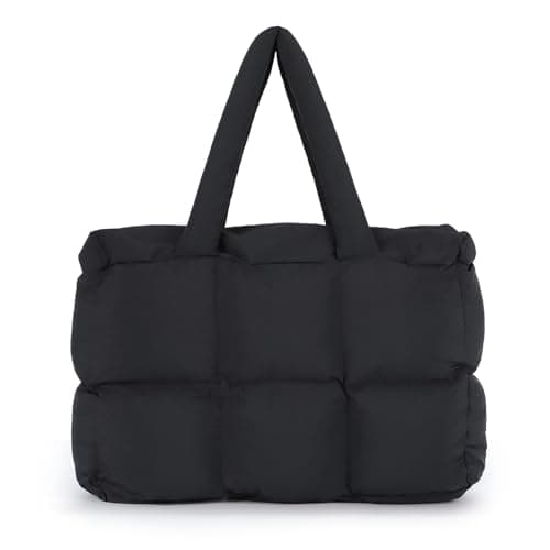 Image of Jywmsc Puffer Tote Bag for Women,Large Quilted puffy Padded Handbags Lightweight Shoulder Bags for Travel Gym Shopping Work