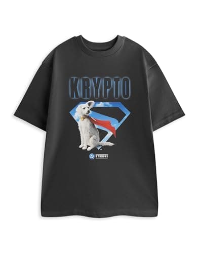 Image of DC Comics Krypto Men's Dark Grey Short Sleeved T-Shirt | Graphic Tee Featuring Krypto the Superdog | Casual Wear with Crew Neck | Comic Character Merchandise Merch - X-Large