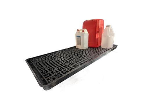 Image of 110 x 55cm Bunded Drip Tray with Removable Grid | 25-Litre Spill Containment Tray for Small Drums, Cans, and Containers – Durable Recycled Polypropylene for Garages, Workshops, and COSHH Compliance