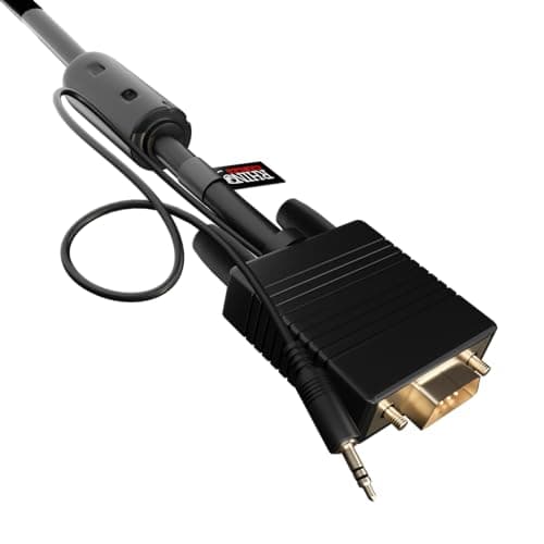 Image of rhinocables VGA Cable & Audio Jack Combined 3.5mm Stereo for SVGA Display Monitor, Sound Speaker Superior Gold Plated Lead for Projectors HDTVs Displays CCTV Laptop Whiteboard 3m