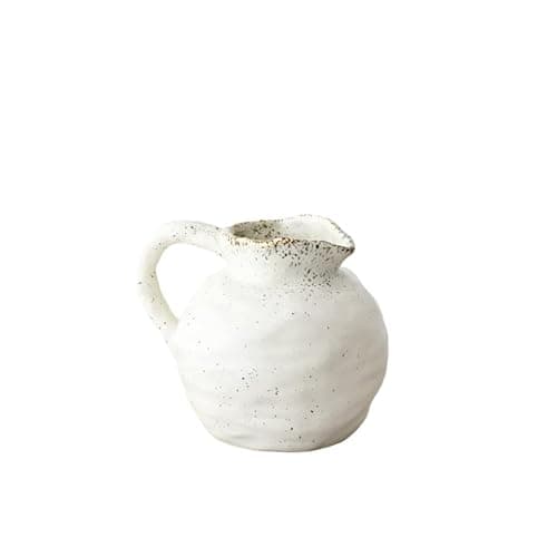 Image of SM Beba Jug, 18.5cm – Rustic Ceramic Water Pitcher – Decorative Farmhouse Vase for Flowers – Vintage Style Home Decor for Kitchen, Dining Room, or Hallway