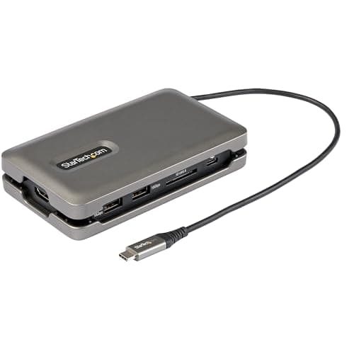 Image of StarTech.com USB C Multiport Adapter - USB C to 4K 60Hz HDMI 2.0 - 2-Port 10Gbps USB Hub - 100W Power Delivery Pass-through - GbE - SD/MicroSD - USB Type-C Mini Dock - 10" Cable (DKT31CSDHPD3)
