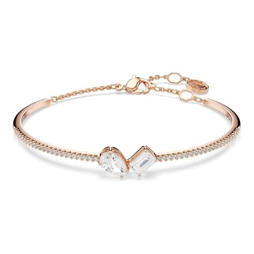 Image of Swarovski Mesmera Bangle Bracelet, Clear Mixed-Cut Crystals in a Rose Gold-Tone Finished Setting, Part of the Mesmera Collection