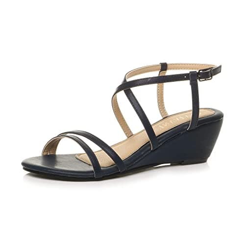 Image of AJVANI wedge heel strappy slingback buckle holiday sandals size 6 39