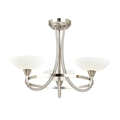 Image of National Lighting Colton Decorative Contemporary Brushed Chrome G9 LED Compatible Ceiling Light with 3 White Painted Glass Shades